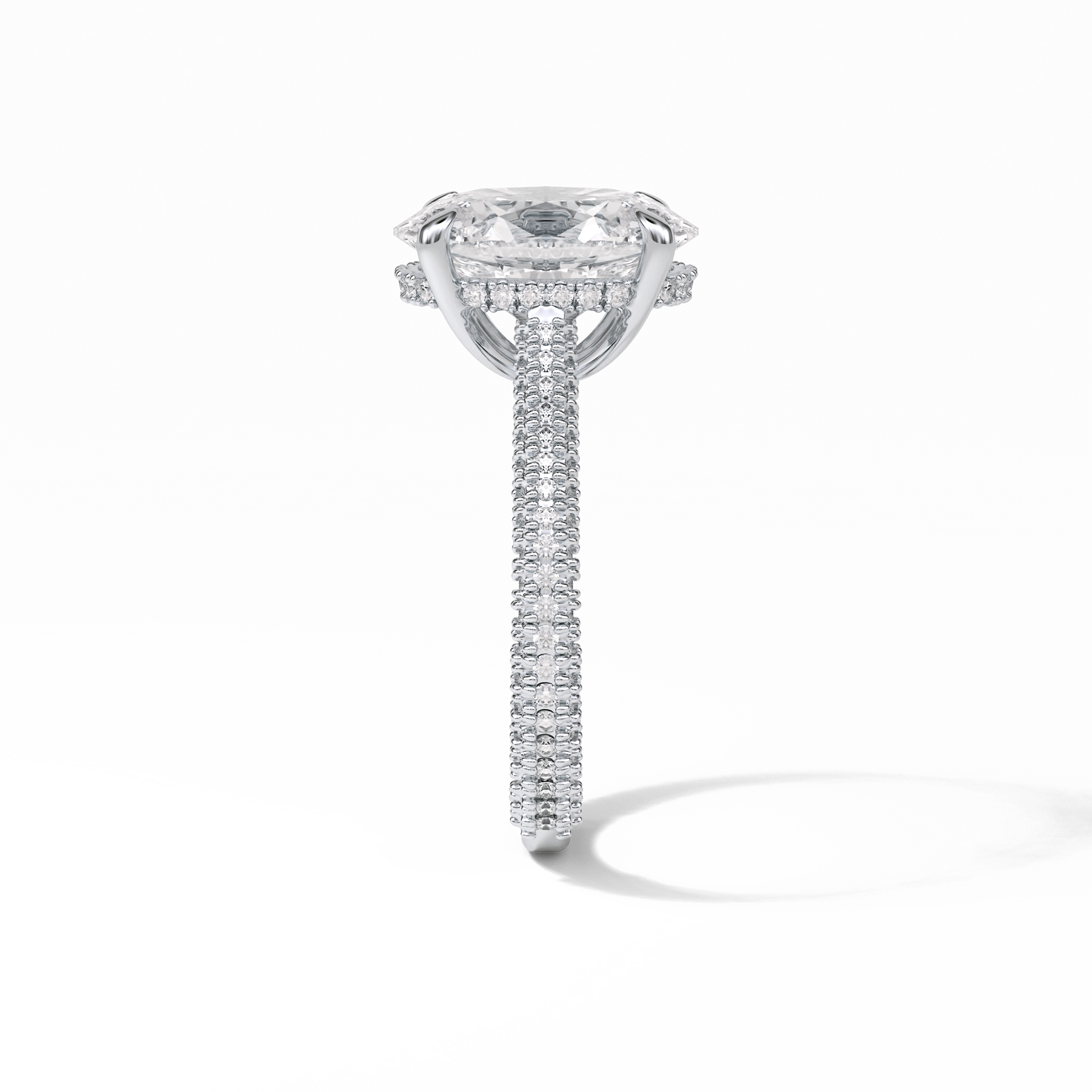 4.0 CT Oval Cut Pave & Hidden Halo Style Moissanite Engagement Ring 4