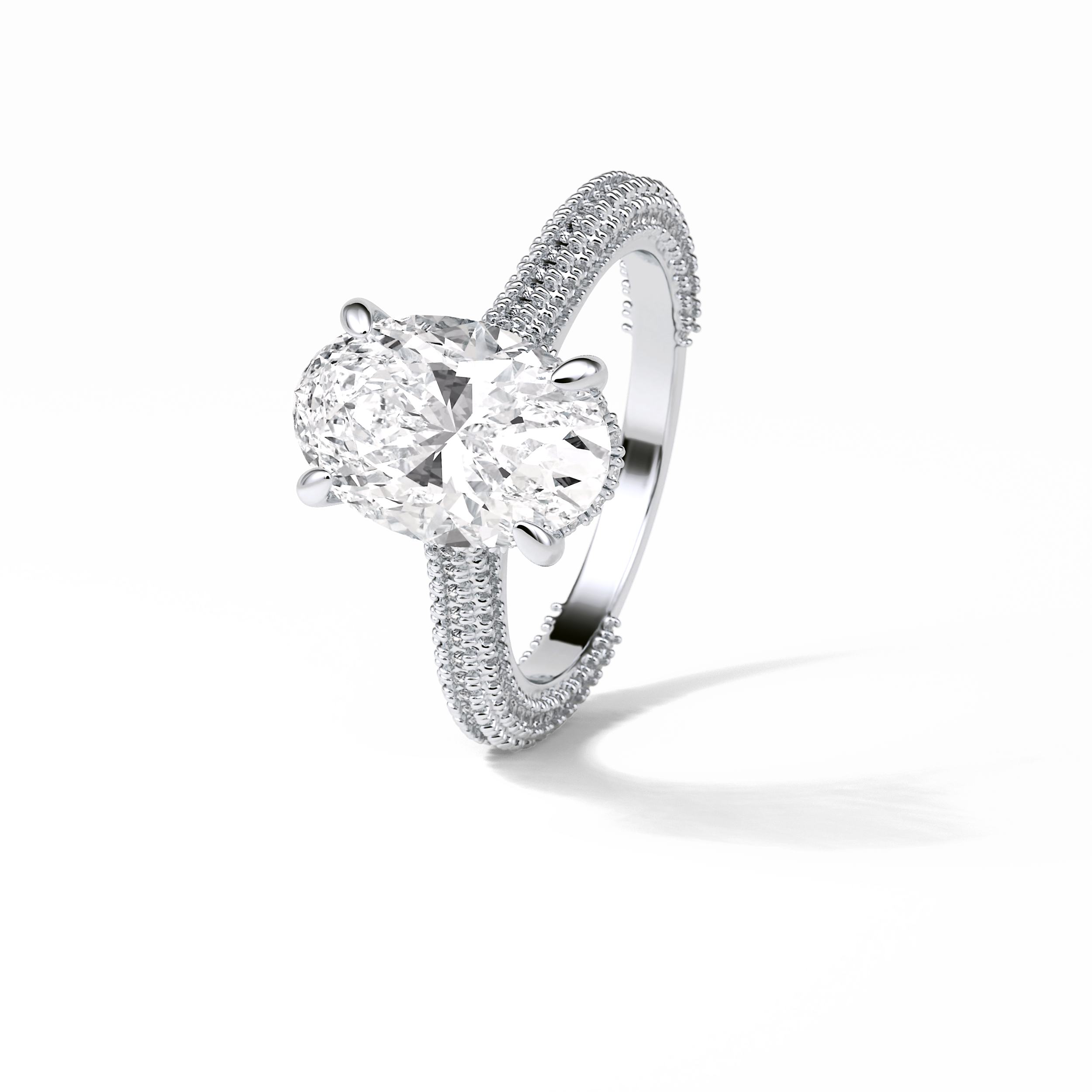 4.0 CT Oval Cut Pave & Hidden Halo Style Moissanite Engagement Ring 2