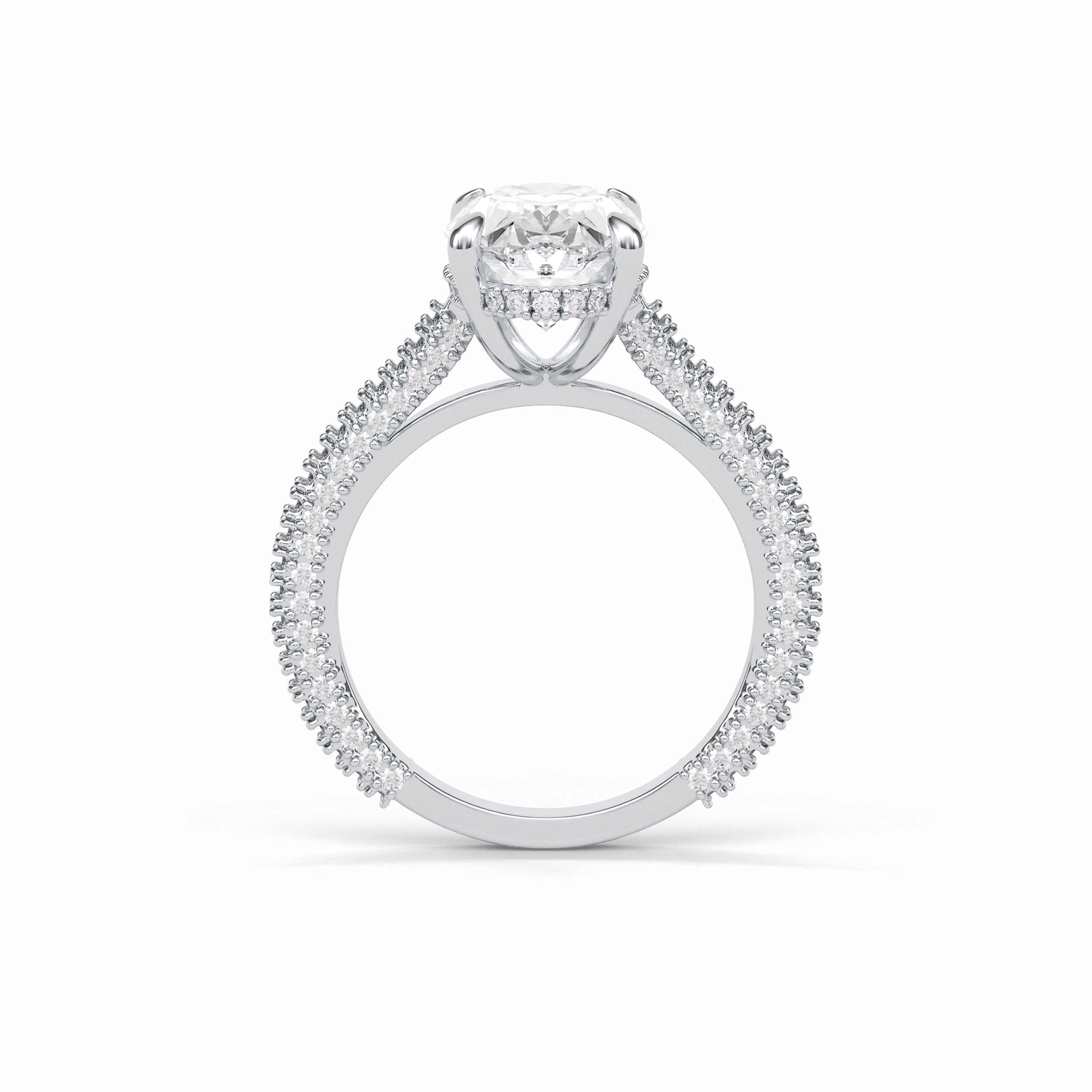 4.0 CT Oval Cut Pave & Hidden Halo Style Moissanite Engagement Ring 6