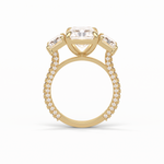 3.51 CT Radiant Cut Pave & Three Stones Style Moissanite Engagement Ring 19