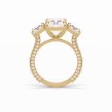 3.51 CT Radiant Cut Pave & Three Stones Style Moissanite Engagement Ring 19