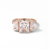 3.51 CT Radiant Cut Pave & Three Stones Style Moissanite Engagement Ring 15