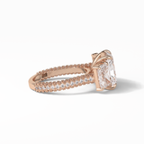 3.51 CT Radiant Cut Pave & Three Stones Style Moissanite Engagement Ring 12