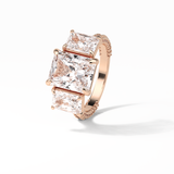 3.51 CT Radiant Cut Pave & Three Stones Style Moissanite Engagement Ring 9