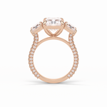 3.51 CT Radiant Cut Pave & Three Stones Style Moissanite Engagement Ring 10