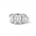 3.51 CT Radiant Cut Pave & Three Stones Style Moissanite Engagement Ring 1