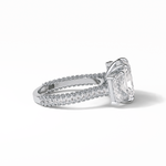 3.51 CT Radiant Cut Pave & Three Stones Style Moissanite Engagement Ring 7