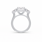 3.51 CT Radiant Cut Pave & Three Stones Style Moissanite Engagement Ring 5