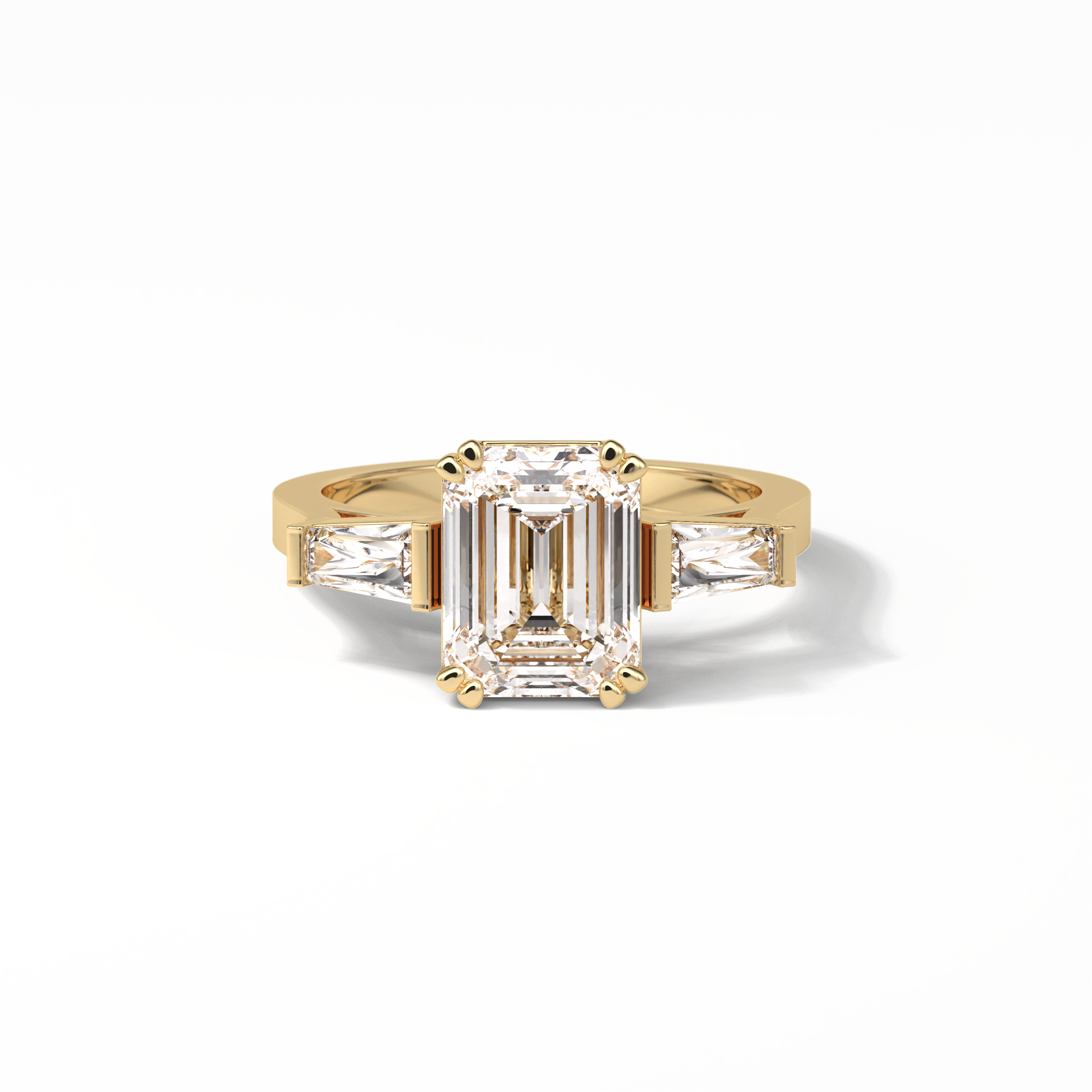 2.30 CT Emerald Cut Three Stones Style Moissanite Engagement Ring 8