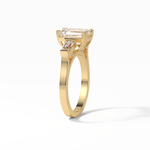 2.30 CT Emerald Cut Three Stones Style Moissanite Engagement Ring 14