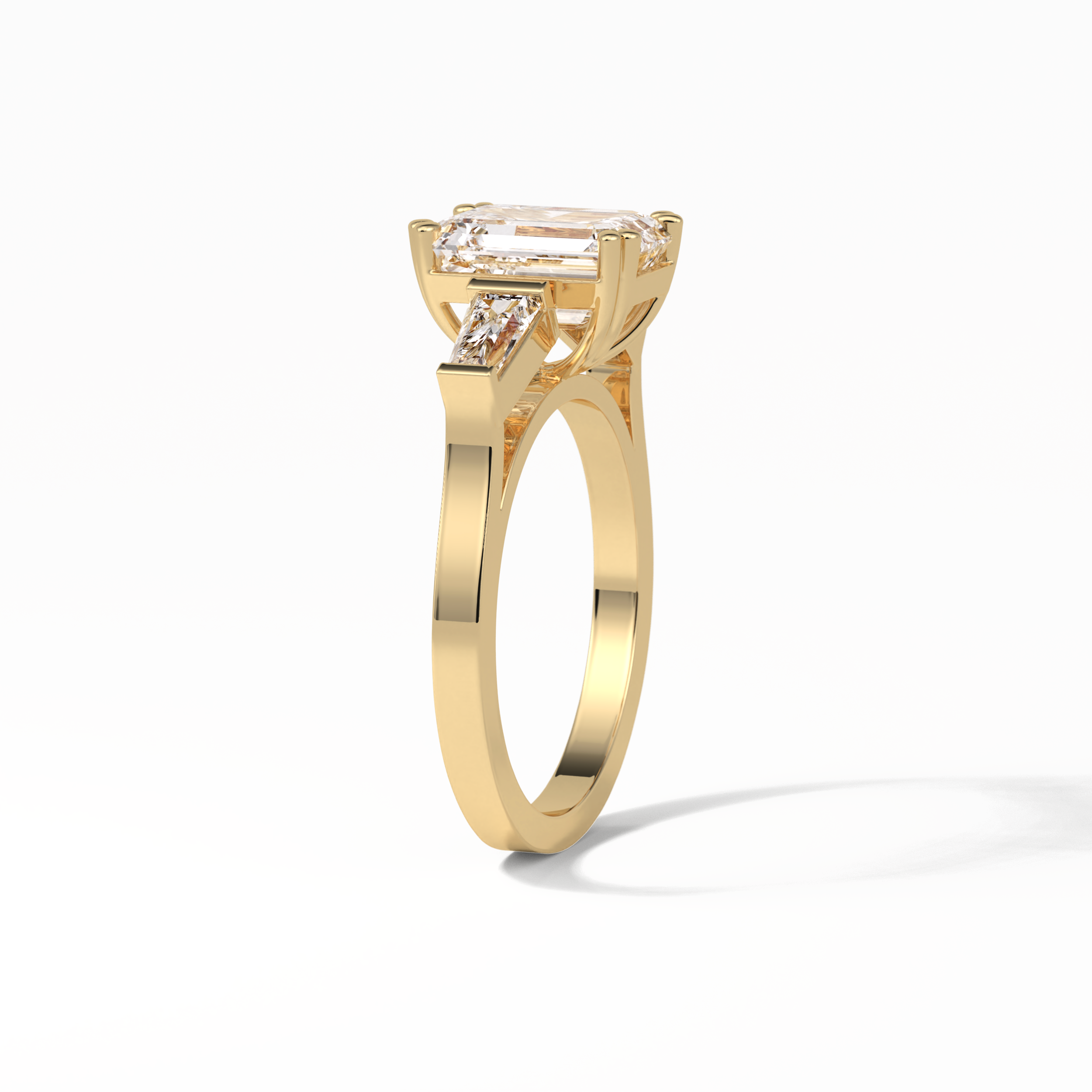 2.30 CT Emerald Cut Three Stones Style Moissanite Engagement Ring 14