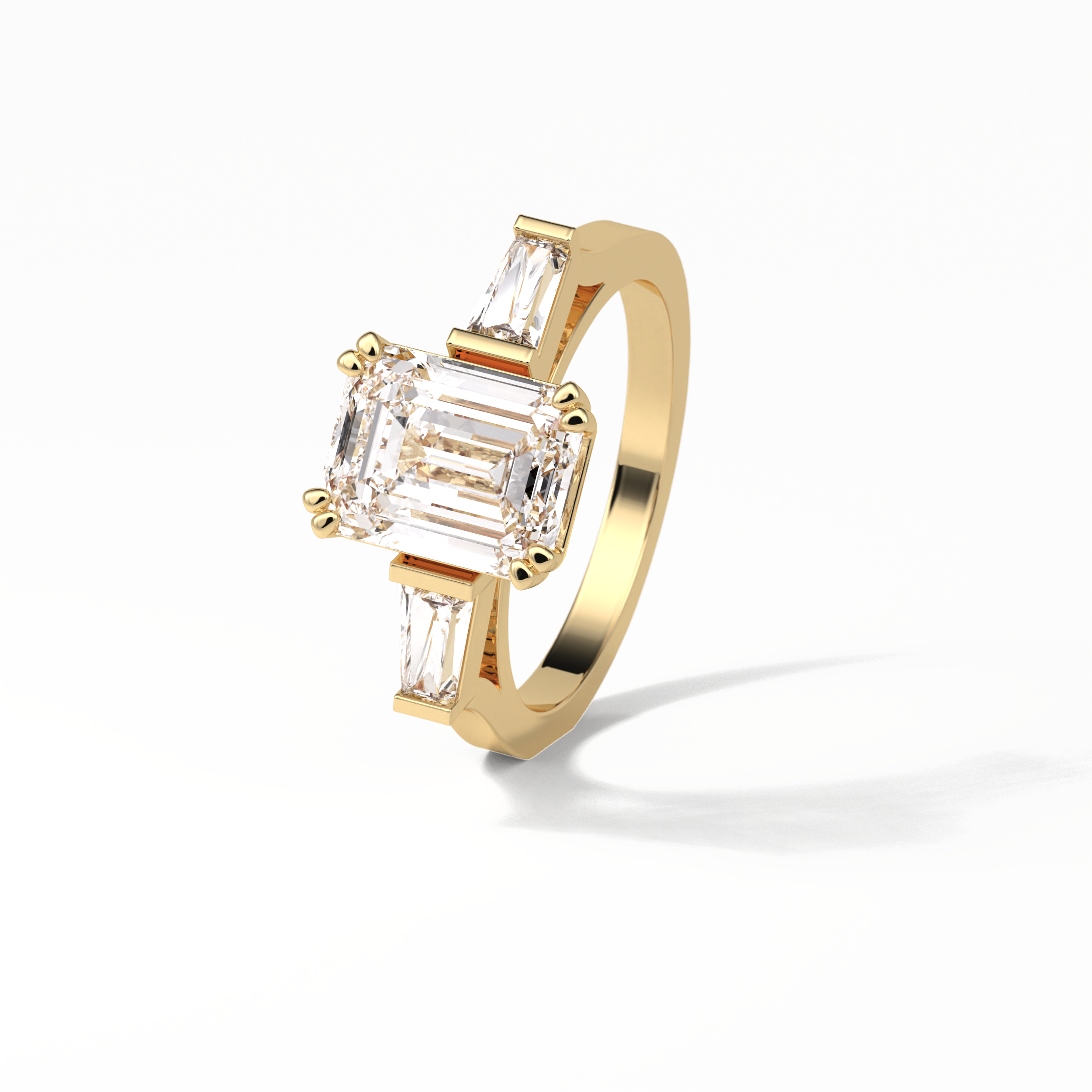 2.30 CT Emerald Cut Three Stones Style Moissanite Engagement Ring 13