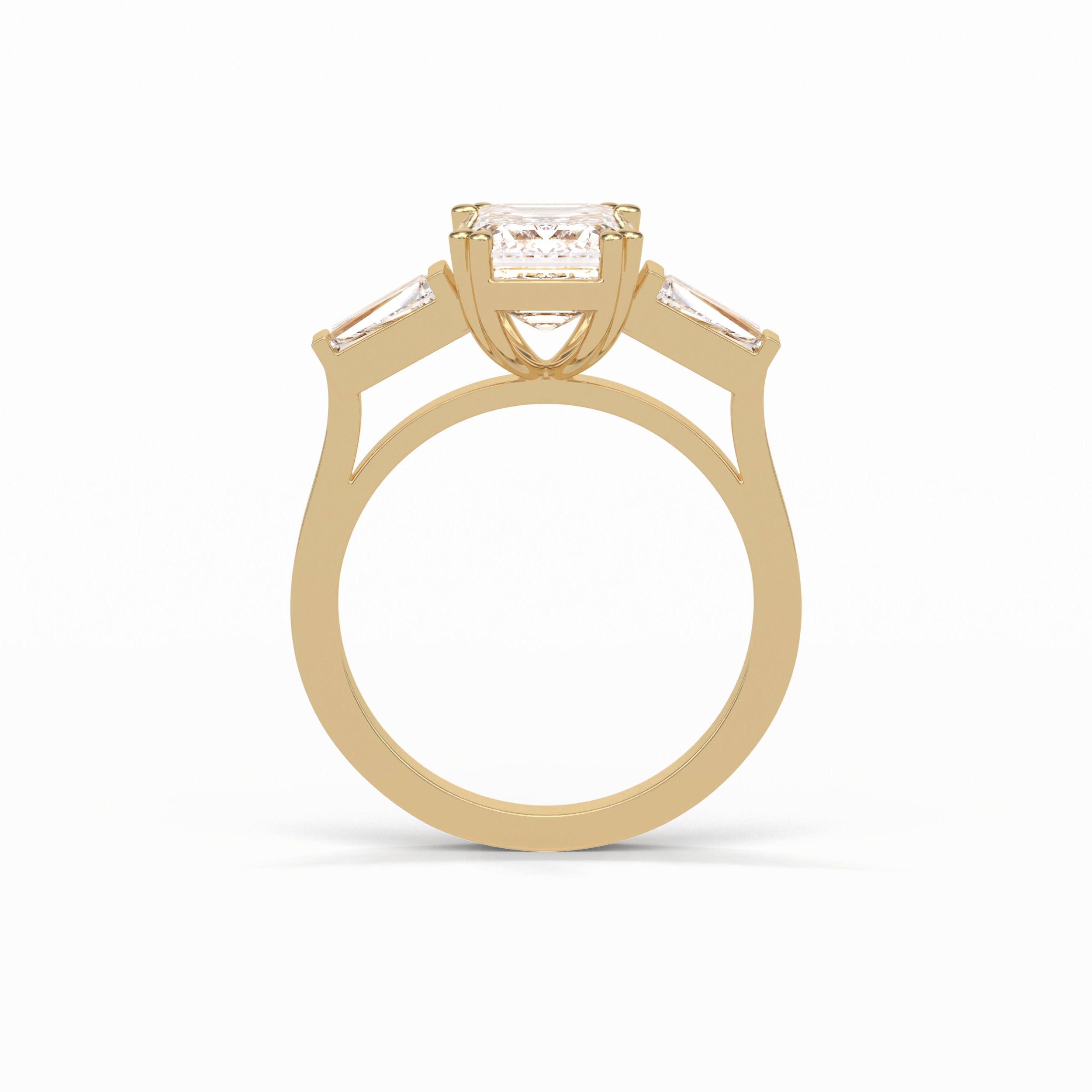 2.30 CT Emerald Cut Three Stones Style Moissanite Engagement Ring 15