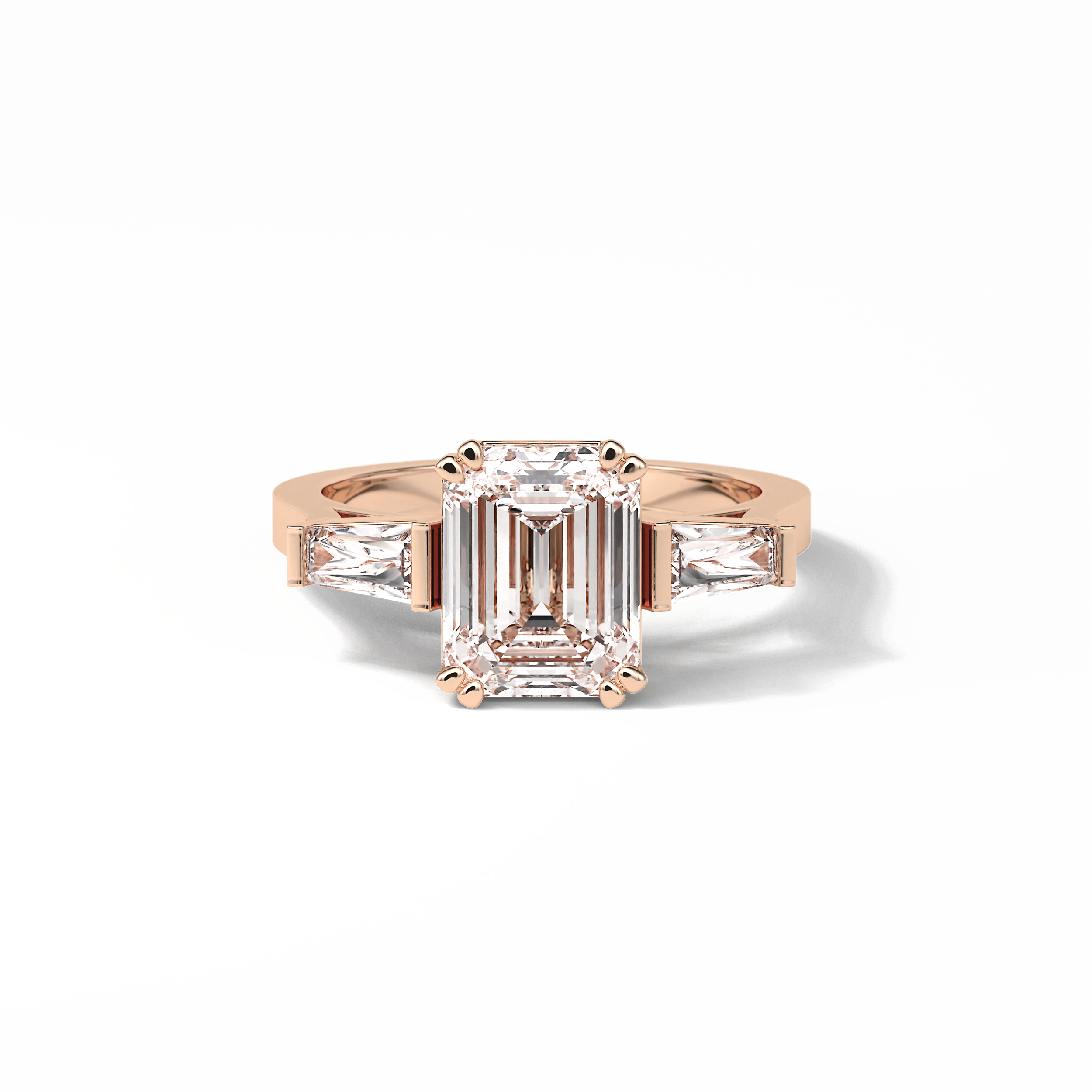 2.30 CT Emerald Cut Three Stones Style Moissanite Engagement Ring 16