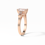 2.30 CT Emerald Cut Three Stones Style Moissanite Engagement Ring 17