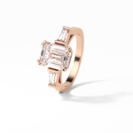 2.30 CT Emerald Cut Three Stones Style Moissanite Engagement Ring 19