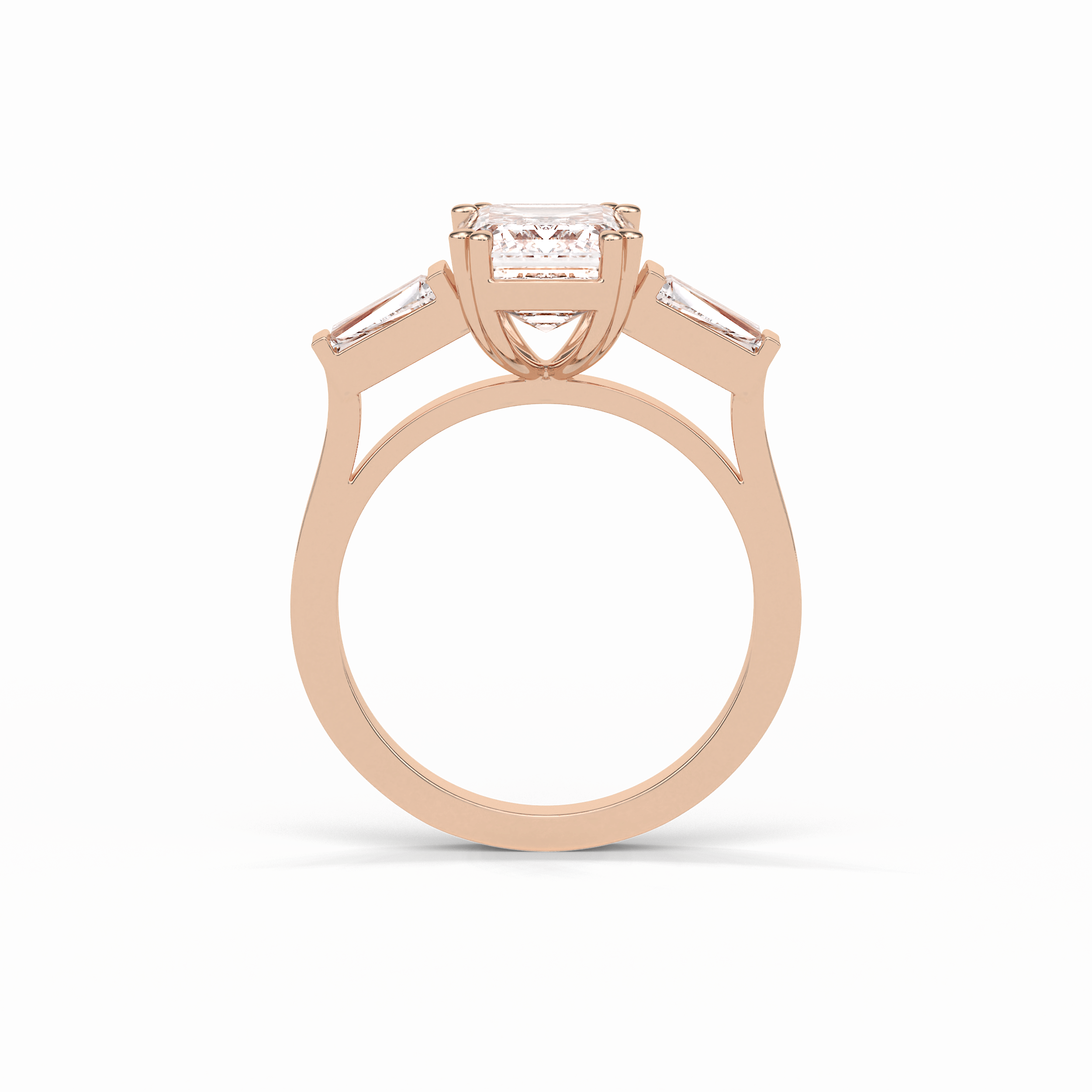 2.30 CT Emerald Cut Three Stones Style Moissanite Engagement Ring 10