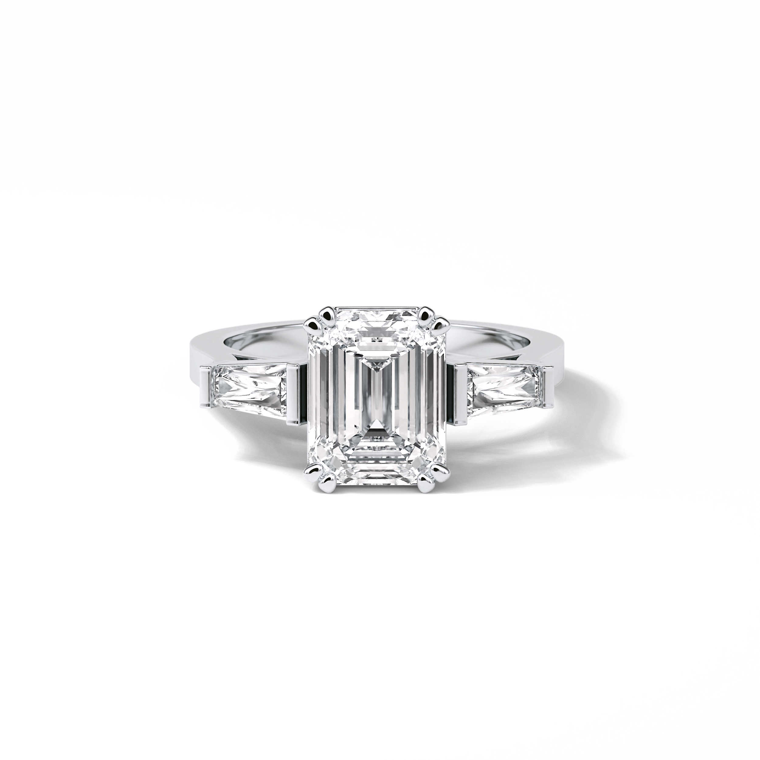 2.30 CT Emerald Cut Three Stones Style Moissanite Engagement Ring 1