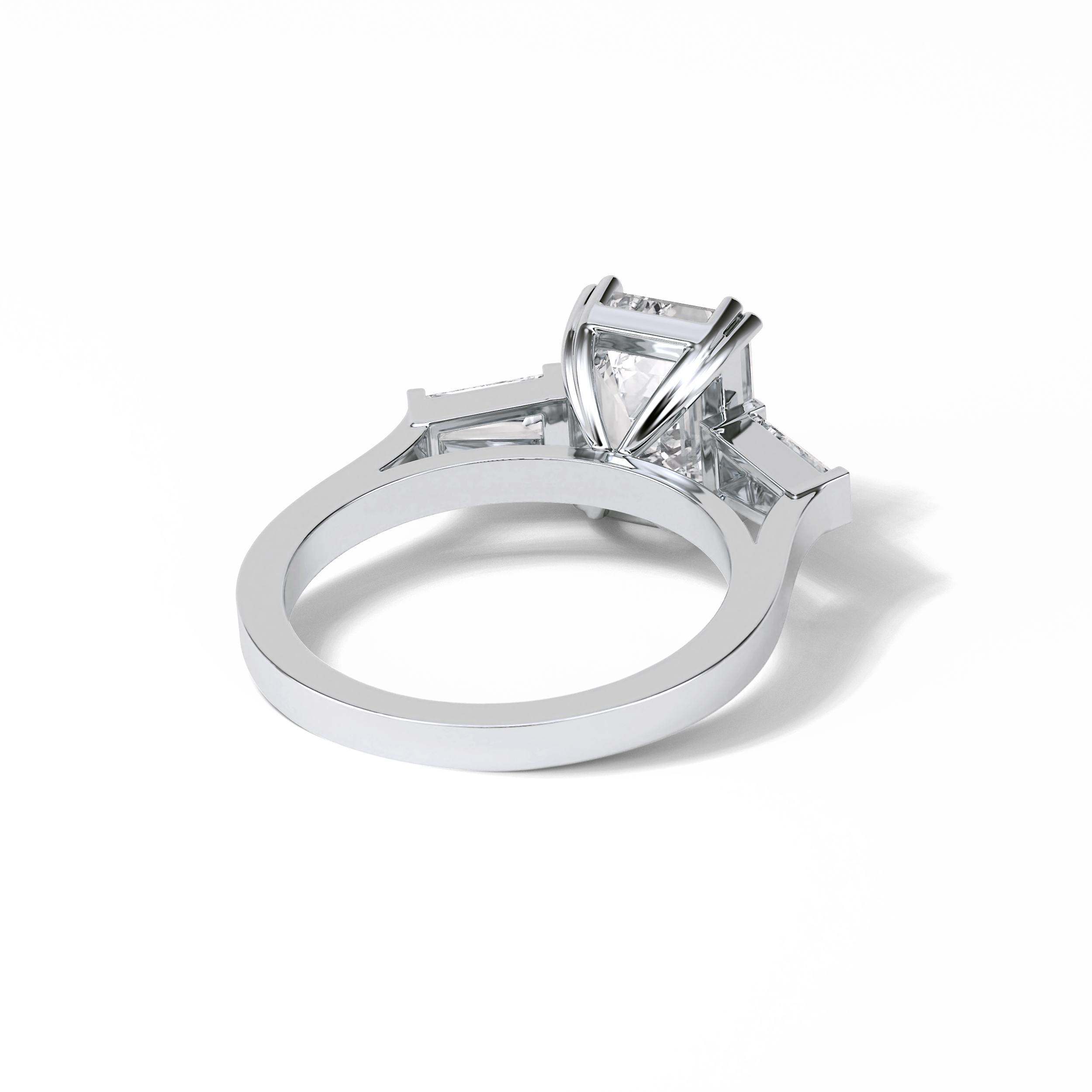 2.30 CT Emerald Cut Three Stones Style Moissanite Engagement Ring 5