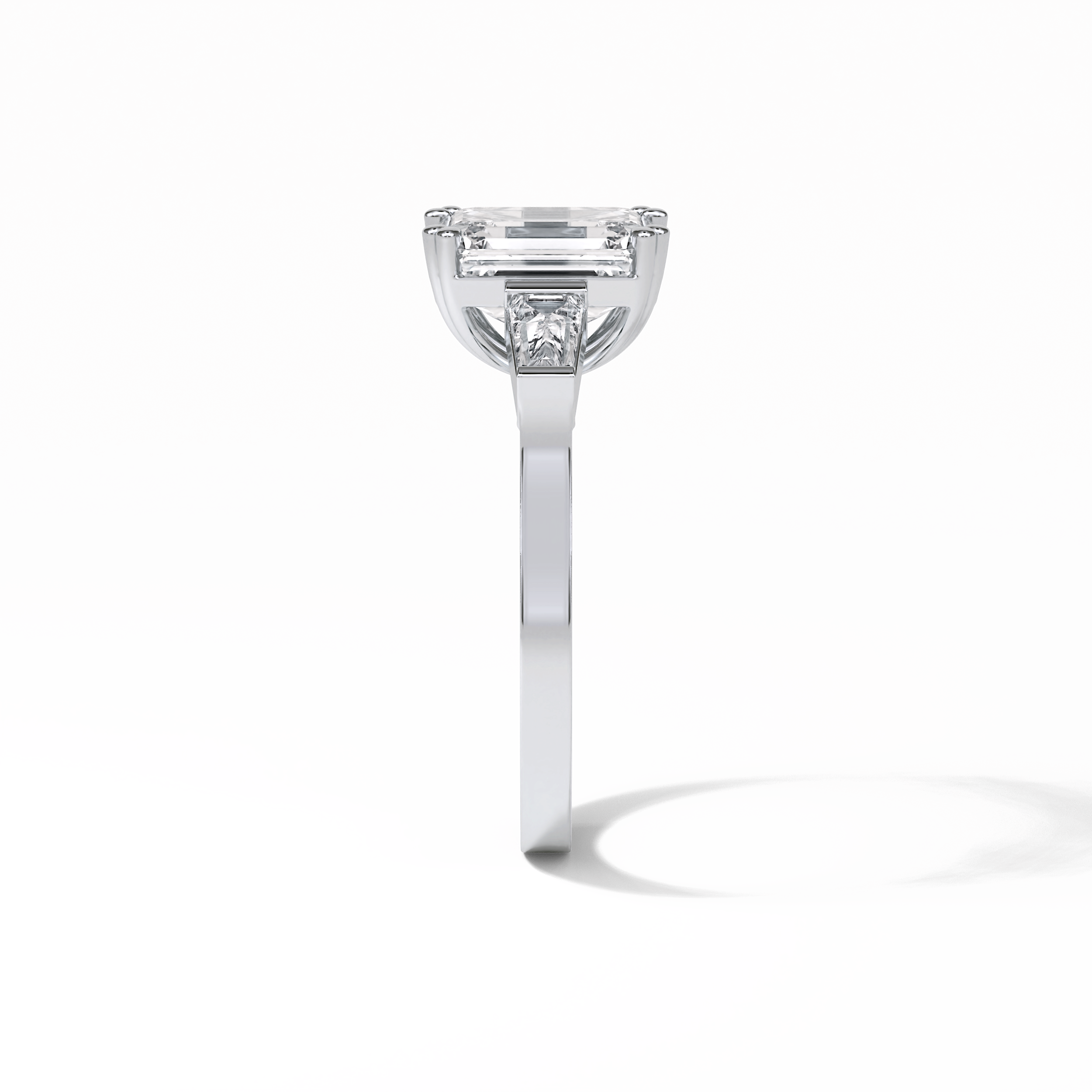 2.30 CT Emerald Cut Three Stones Style Moissanite Engagement Ring 7