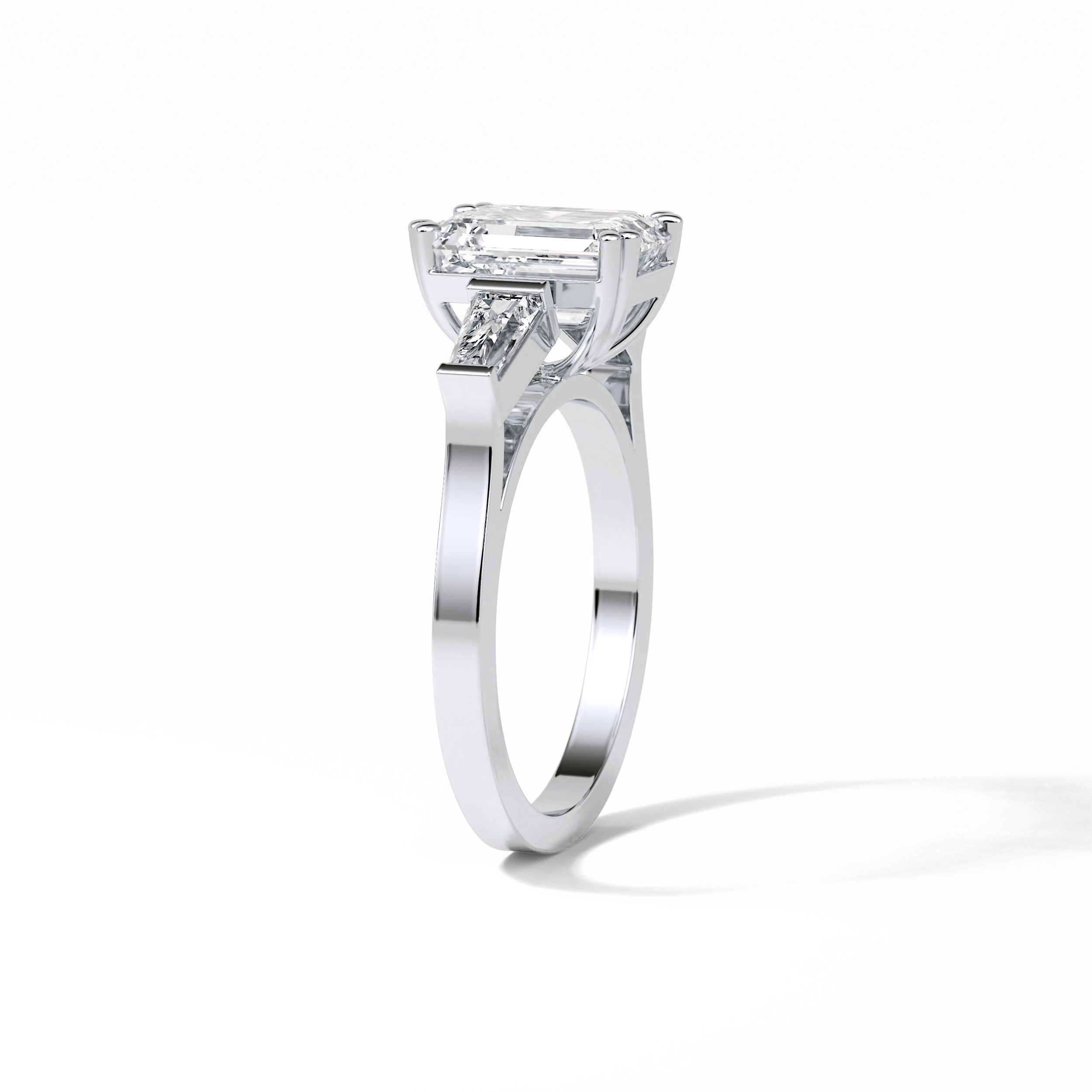 2.30 CT Emerald Cut Three Stones Style Moissanite Engagement Ring 2