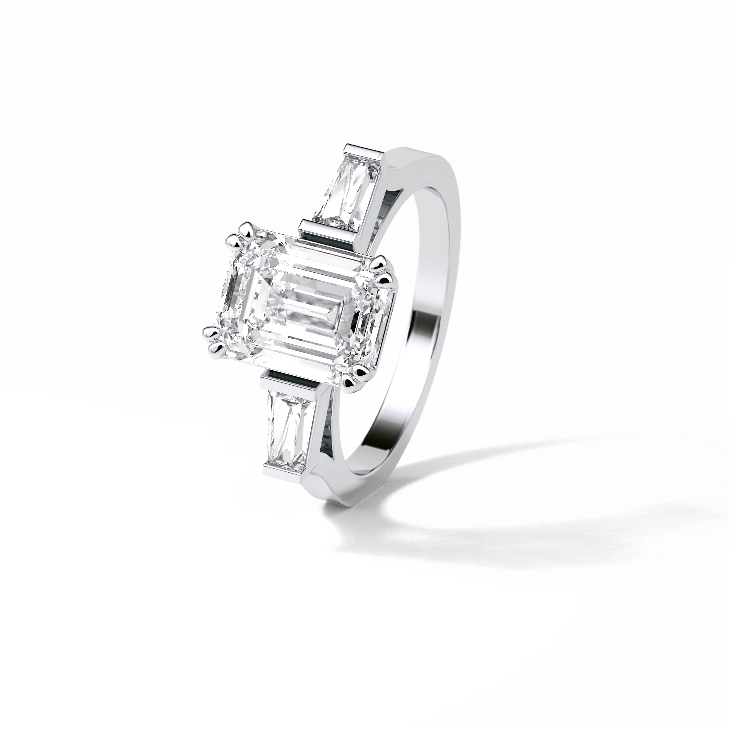 2.30 CT Emerald Cut Three Stones Style Moissanite Engagement Ring 3