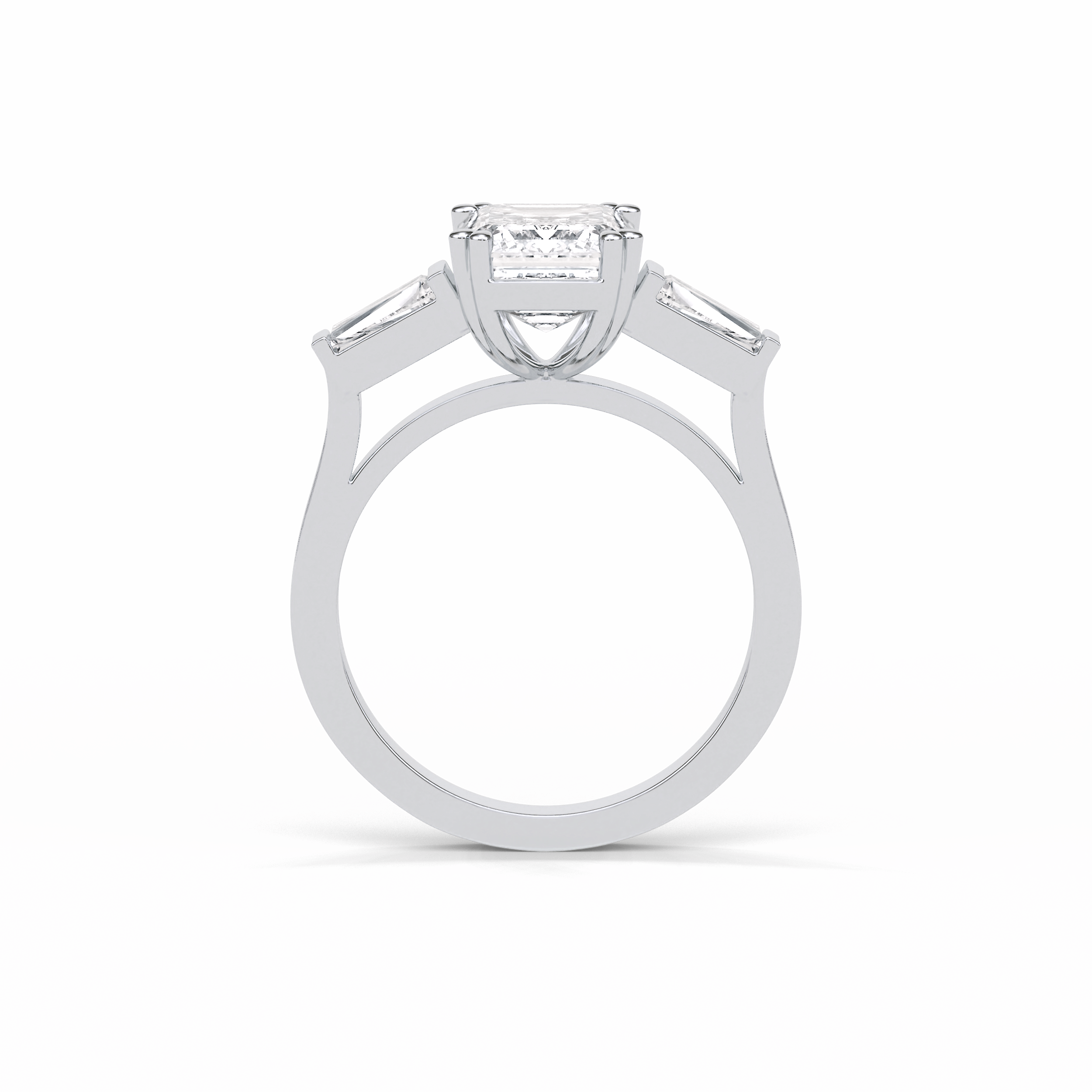 2.30 CT Emerald Cut Three Stones Style Moissanite Engagement Ring 4