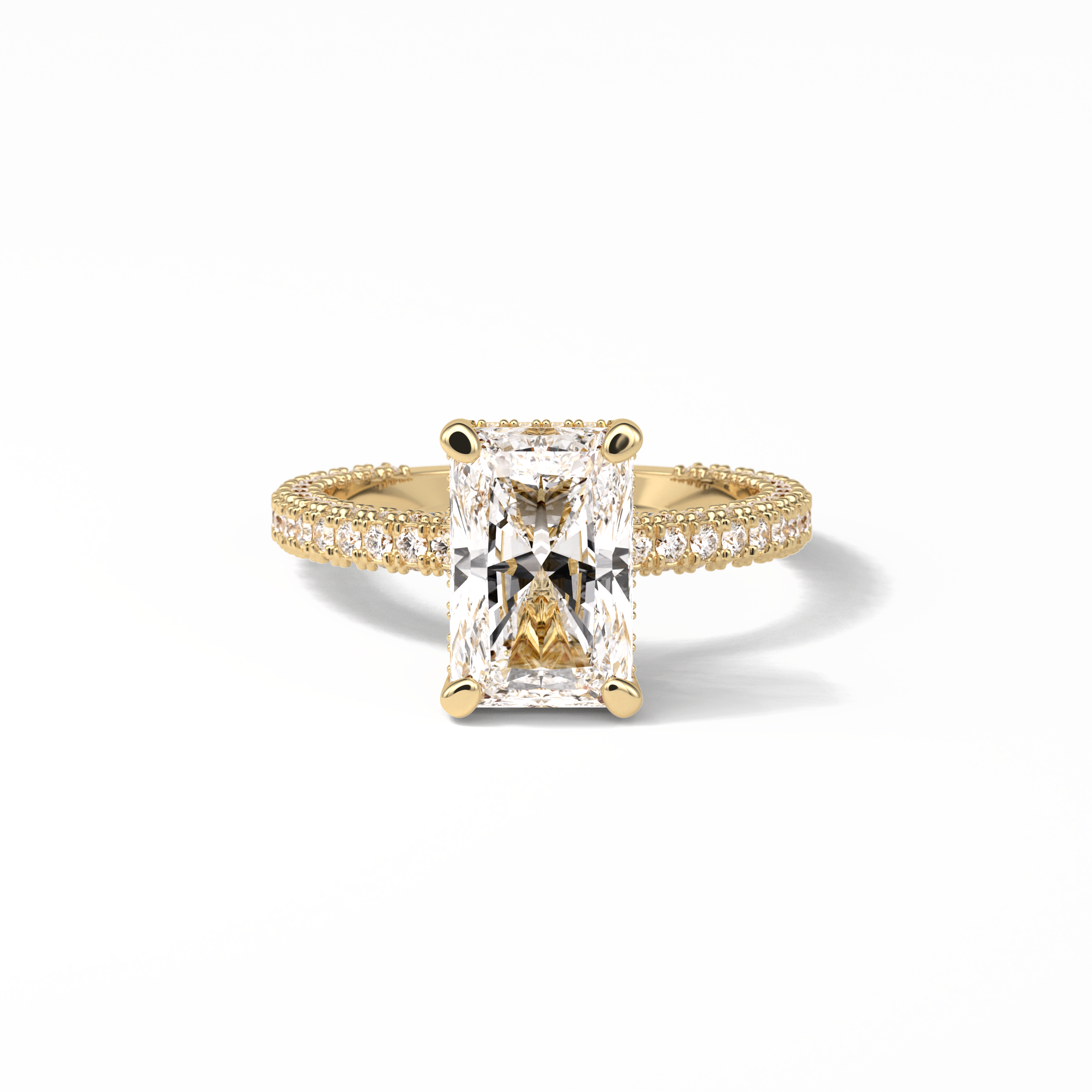 2.6 CT Radiant Cut Pave & Hidden Halo Style Moissanite Engagement Ring 20