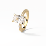 2.6 CT Radiant Cut Pave & Hidden Halo Style Moissanite Engagement Ring 18