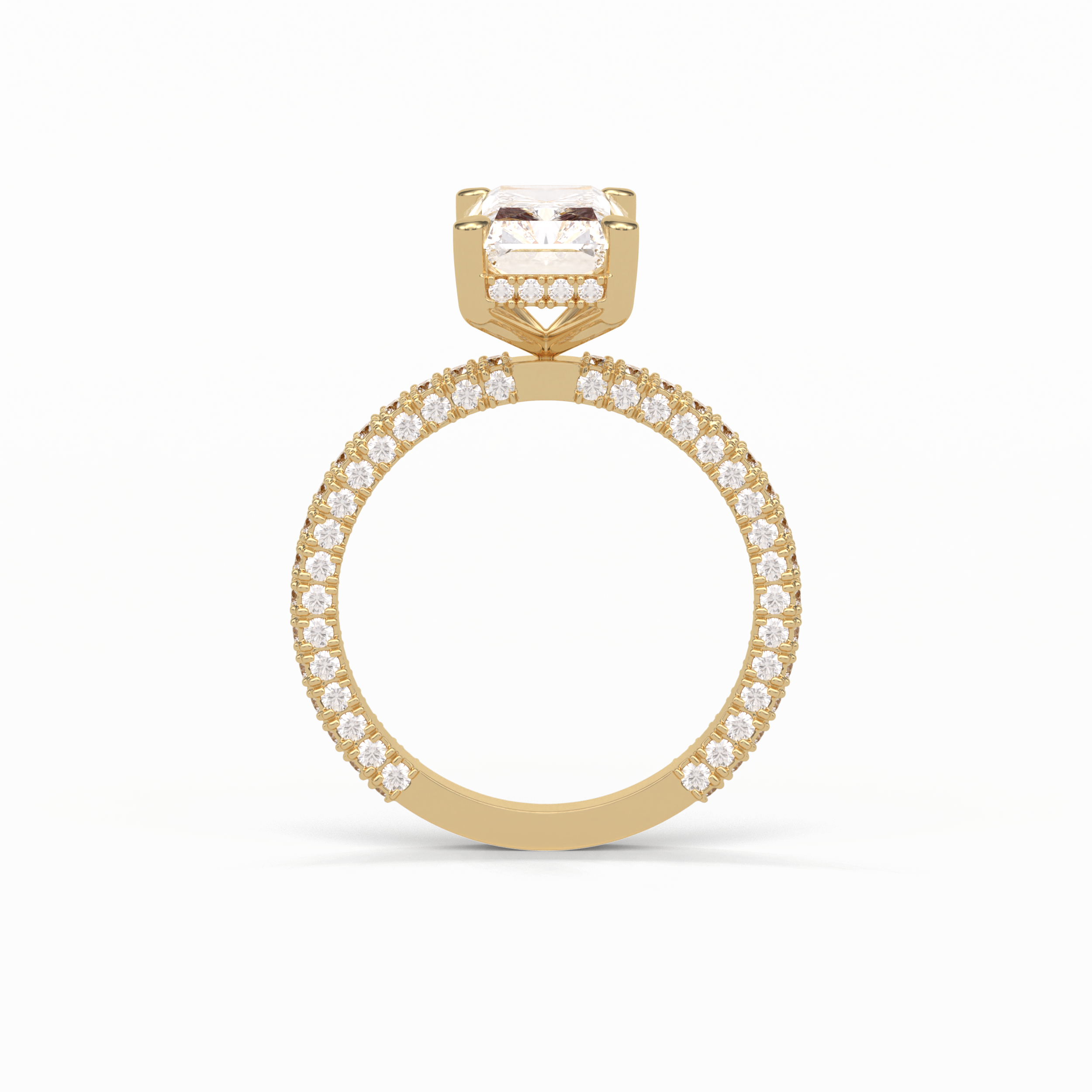 2.6 CT Radiant Cut Pave & Hidden Halo Style Moissanite Engagement Ring 19