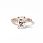 2.6 CT Radiant Cut Pave & Hidden Halo Style Moissanite Engagement Ring 10