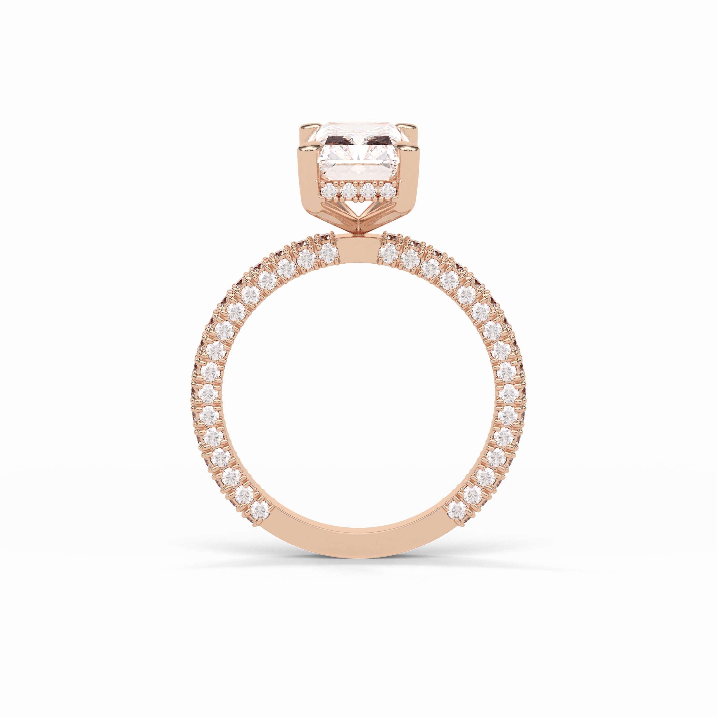 2.6 CT Radiant Cut Pave & Hidden Halo Style Moissanite Engagement Ring 9
