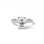 2.6 CT Radiant Cut Pave & Hidden Halo Style Moissanite Engagement Ring 1