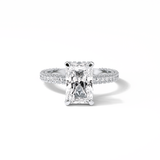 2.6 CT Radiant Cut Pave & Hidden Halo Style Moissanite Engagement Ring 1