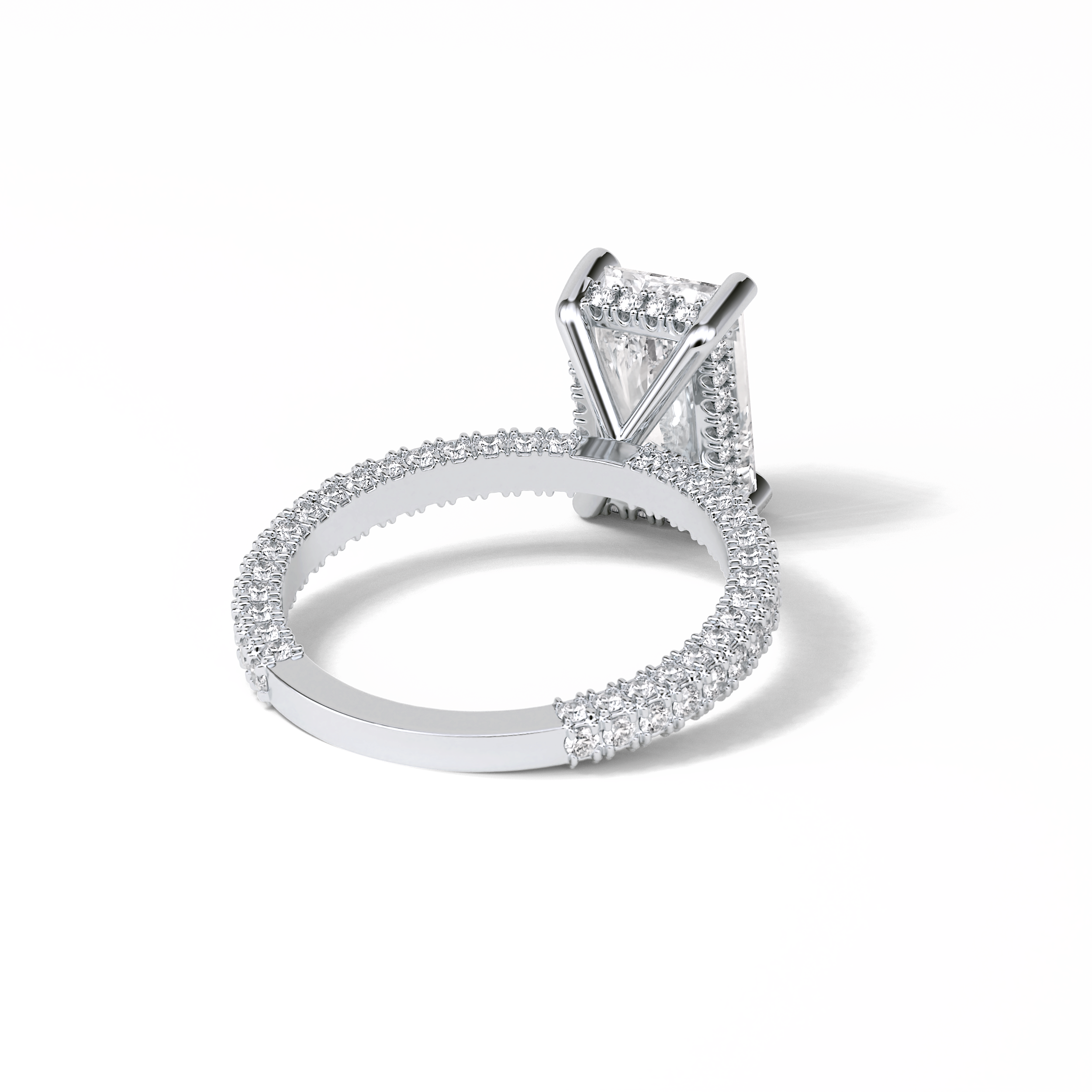 2.6 CT Radiant Cut Pave & Hidden Halo Style Moissanite Engagement Ring 7
