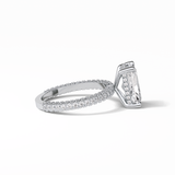 2.6 CT Radiant Cut Pave & Hidden Halo Style Moissanite Engagement Ring 2