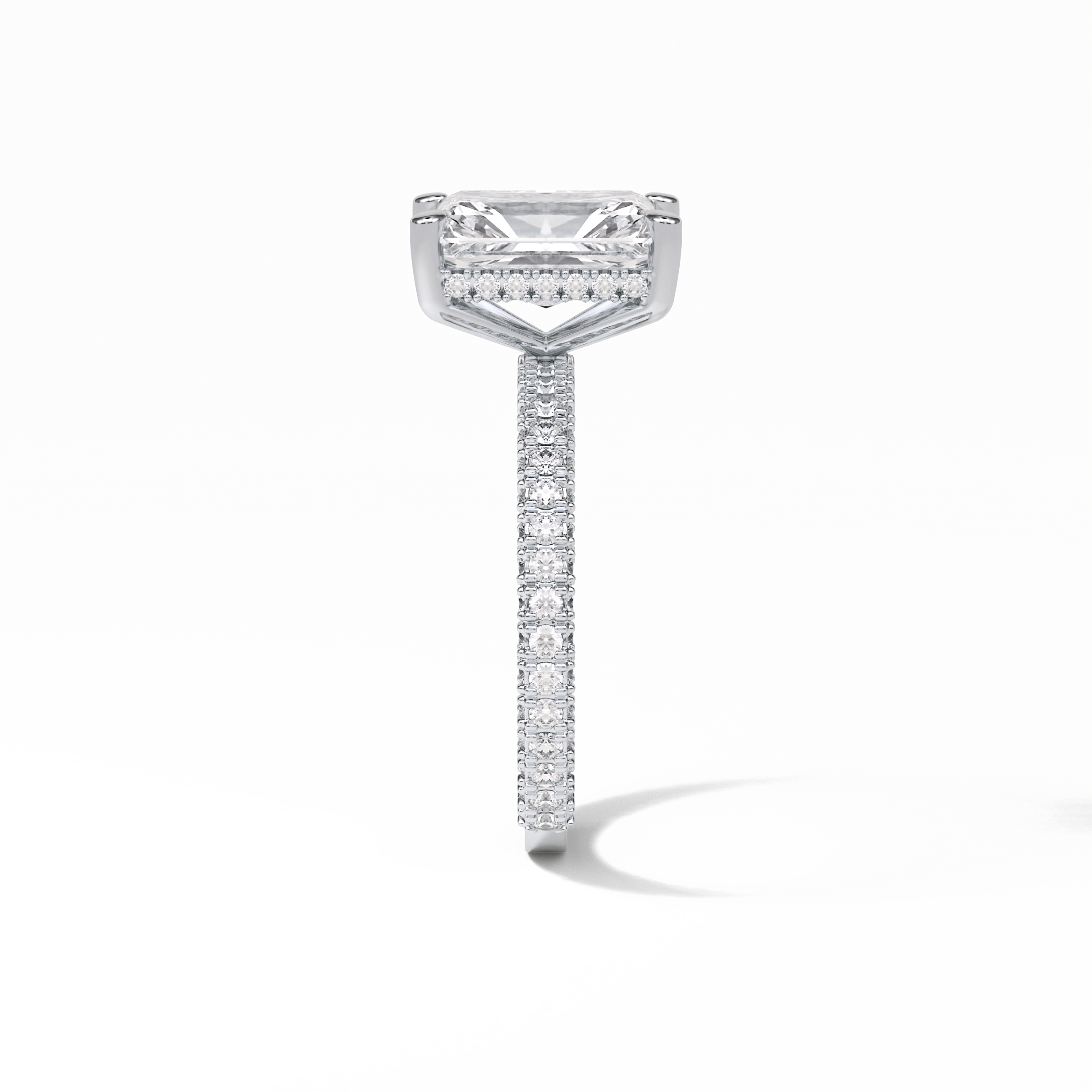 2.6 CT Radiant Cut Pave & Hidden Halo Style Moissanite Engagement Ring 3