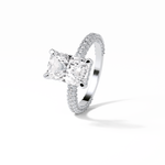 2.6 CT Radiant Cut Pave & Hidden Halo Style Moissanite Engagement Ring 5