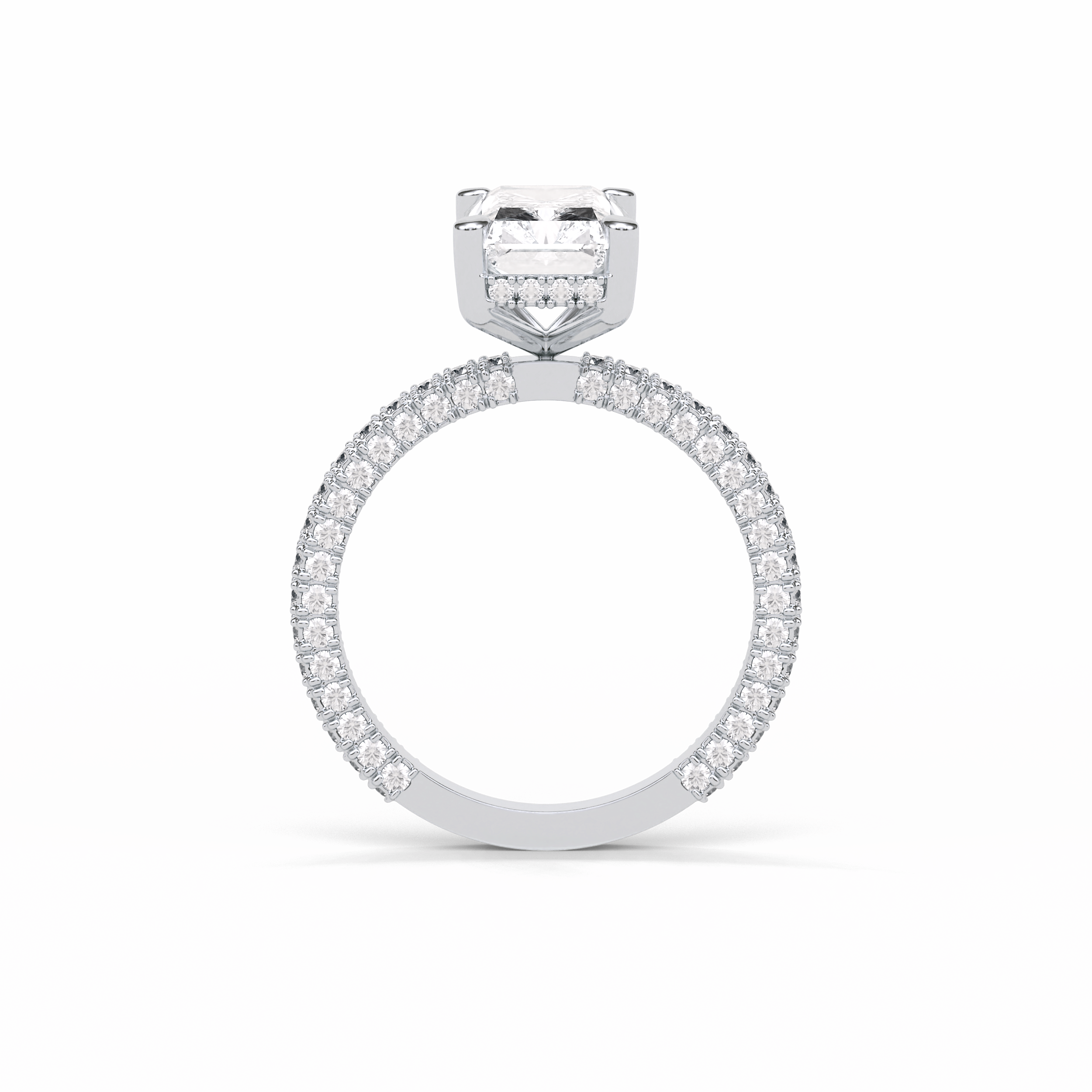 2.6 CT Radiant Cut Pave & Hidden Halo Style Moissanite Engagement Ring 6