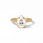 3.1 CT Pear Cut Pave & Hidden Halo Style Moissanite Engagement Ring 8