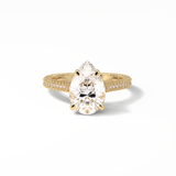 3.1 CT Pear Cut Pave & Hidden Halo Style Moissanite Engagement Ring 8