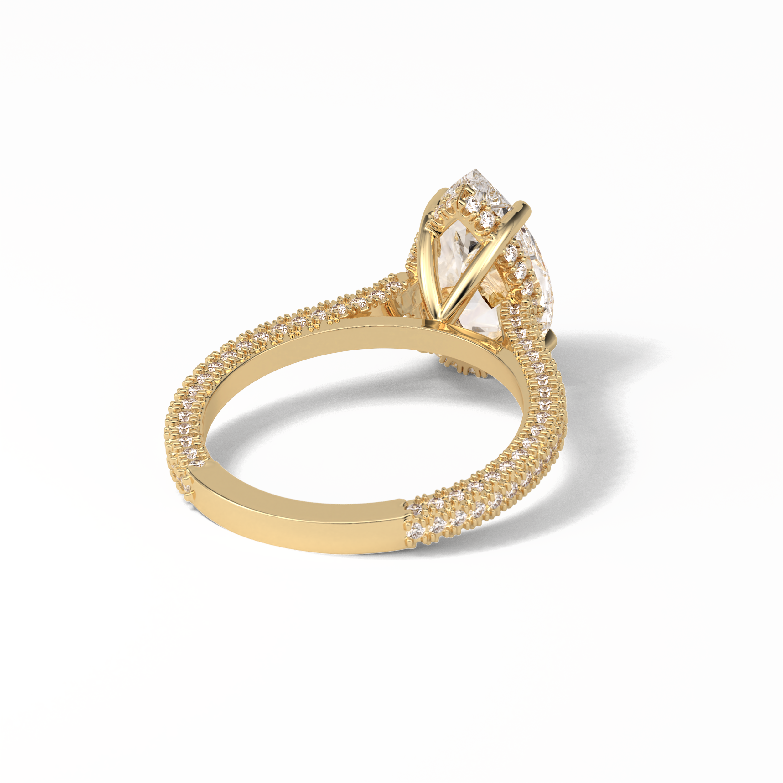 3.1 CT Pear Cut Pave & Hidden Halo Style Moissanite Engagement Ring 19