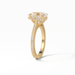 3.1 CT Pear Cut Pave & Hidden Halo Style Moissanite Engagement Ring 16