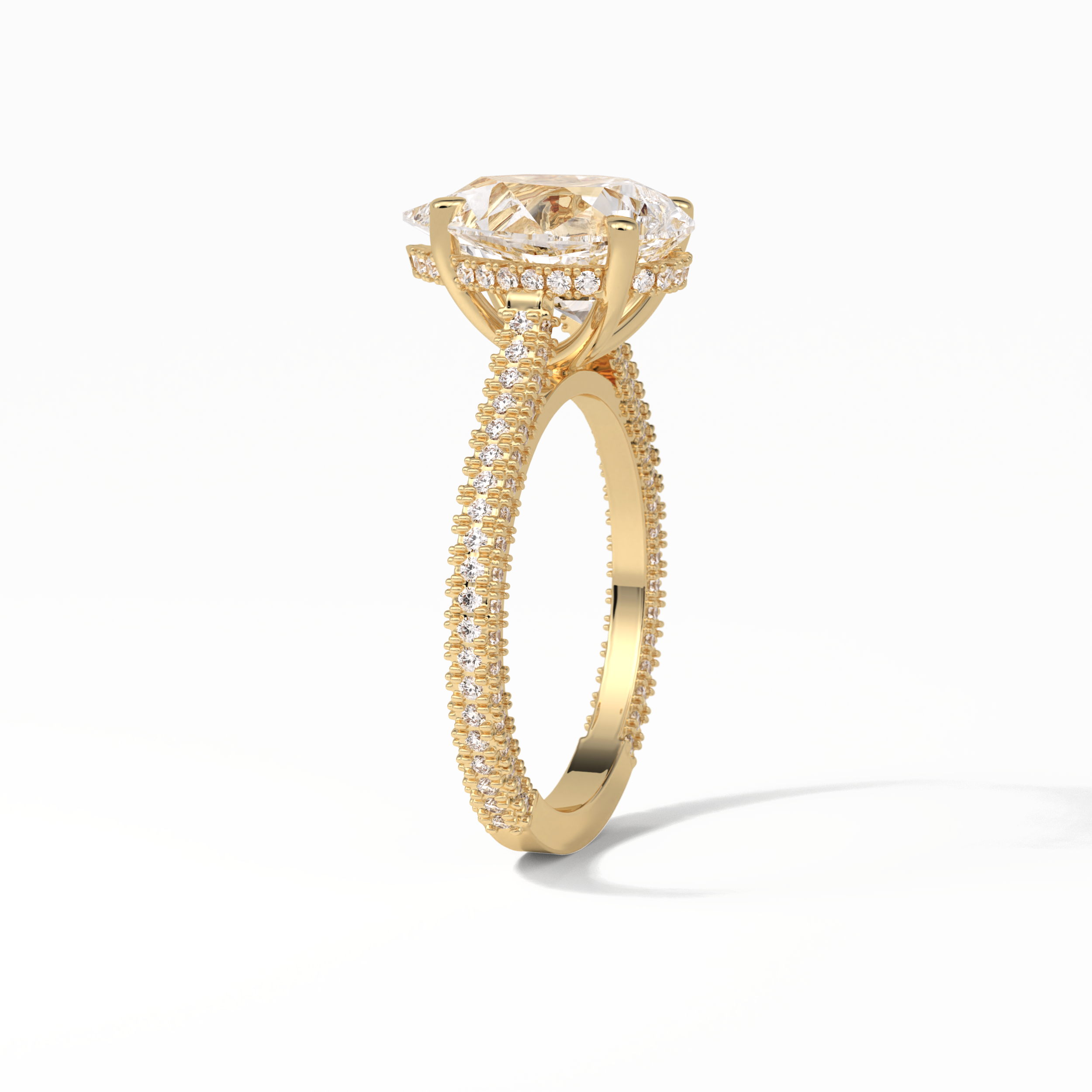 3.1 CT Pear Cut Pave & Hidden Halo Style Moissanite Engagement Ring 16
