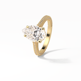 3.1 CT Pear Cut Pave & Hidden Halo Style Moissanite Engagement Ring 17