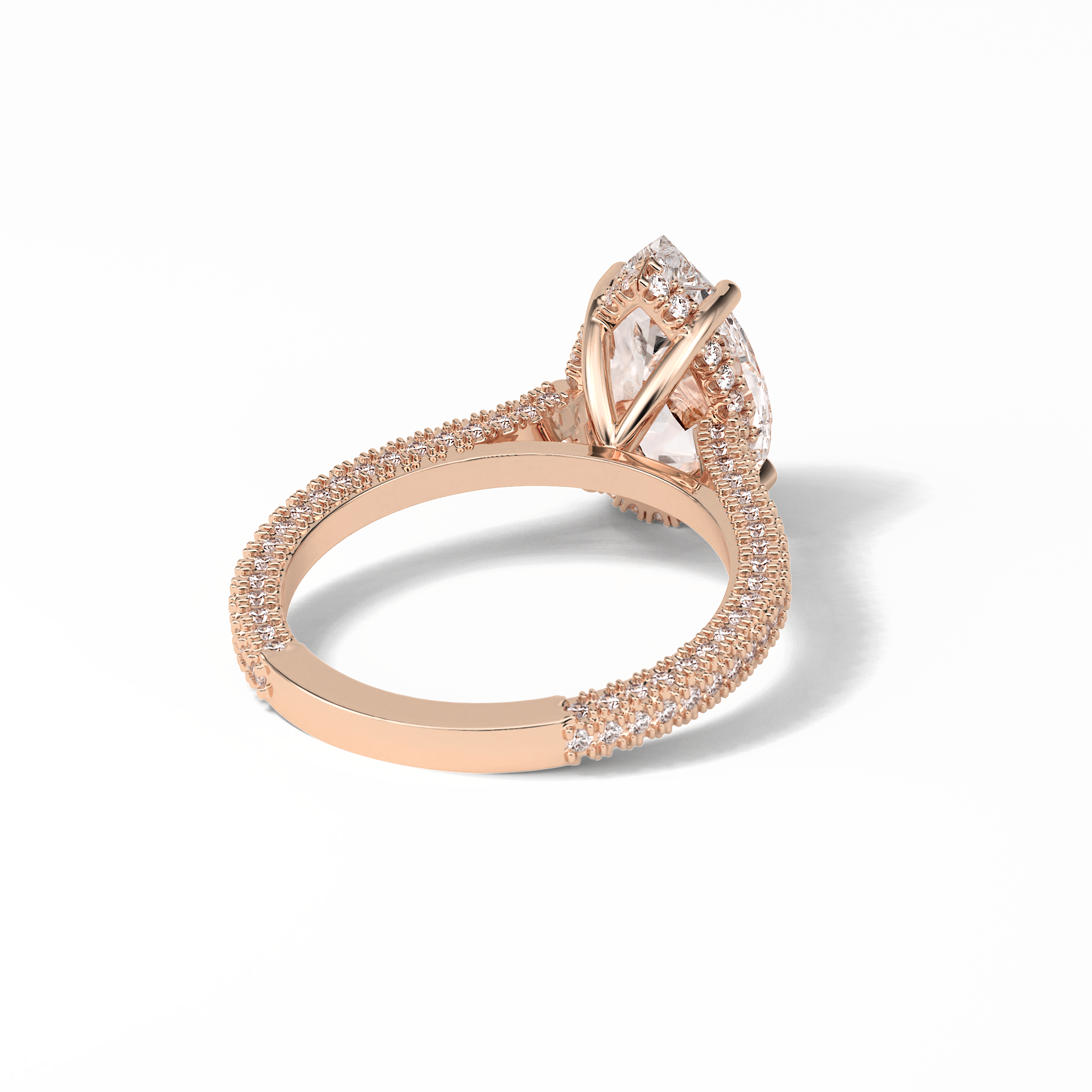 3.1 CT Pear Cut Pave & Hidden Halo Style Moissanite Engagement Ring 10