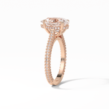 3.1 CT Pear Cut Pave & Hidden Halo Style Moissanite Engagement Ring 13
