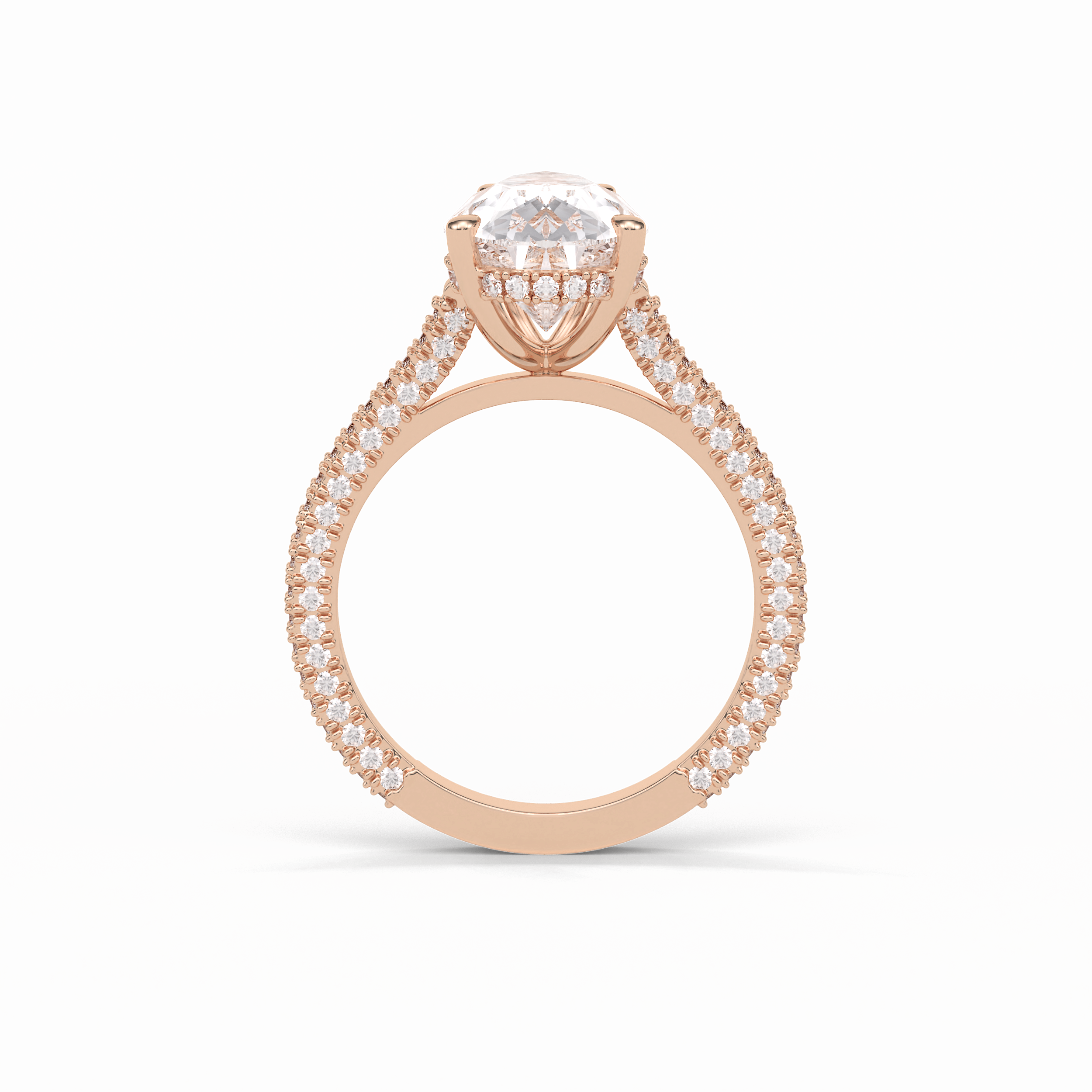 3.1 CT Pear Cut Pave & Hidden Halo Style Moissanite Engagement Ring 9