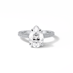 3.1 CT Pear Cut Pave & Hidden Halo Style Moissanite Engagement Ring 1