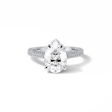 3.1 CT Pear Cut Pave & Hidden Halo Style Moissanite Engagement Ring 1